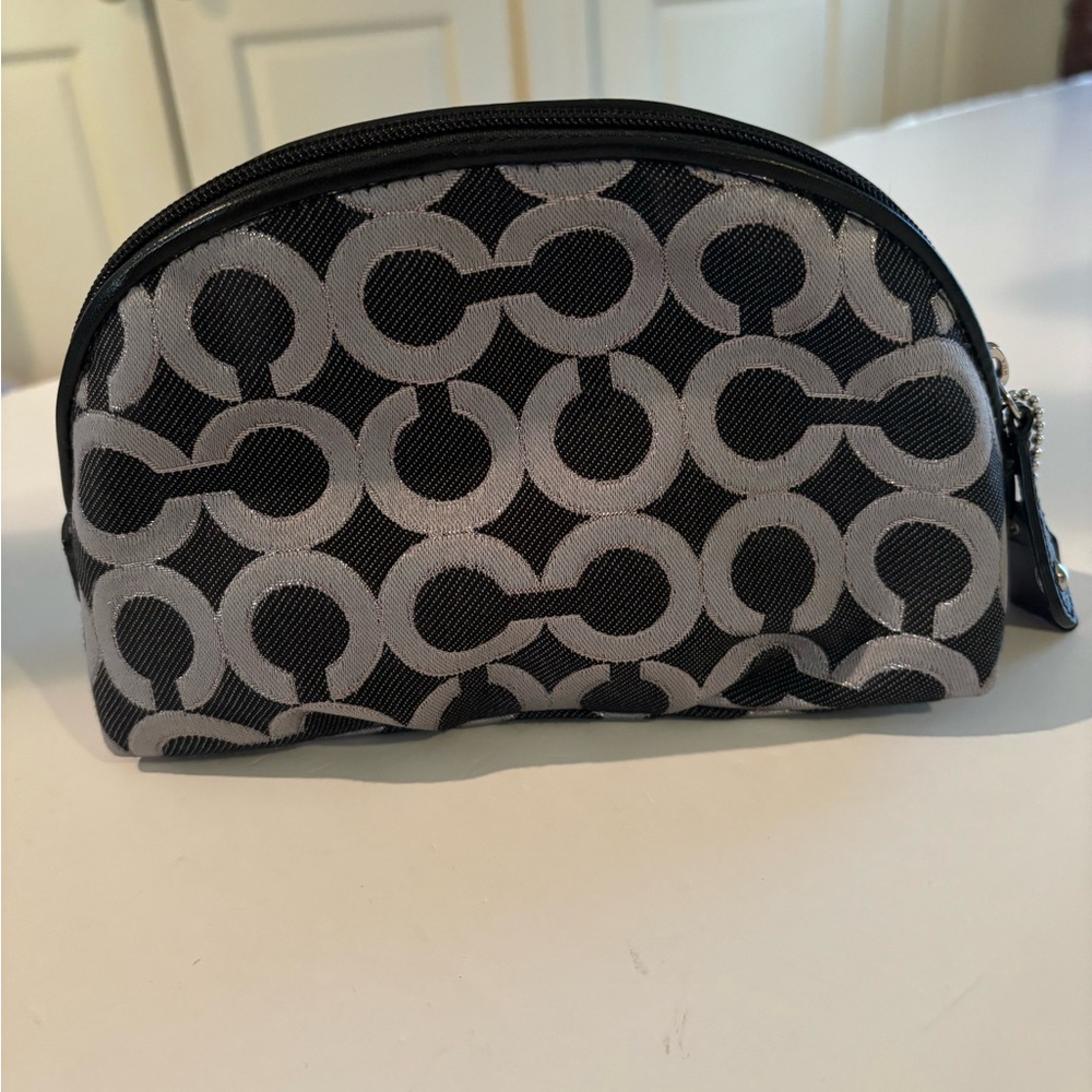 COACH Gunmetal Black/Black C Logo COSMETIC BAG NWOT - Picture 7 of 15